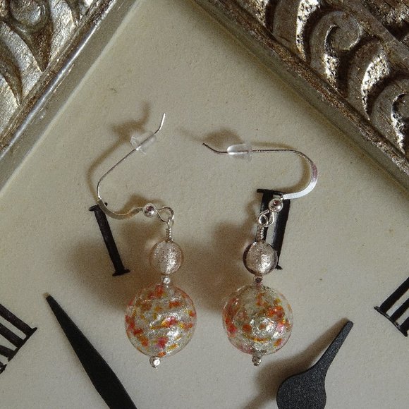 Handmade white gold Murano earrings - Picture 4 of 7